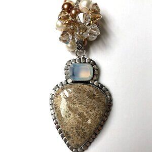 Pearl & Gemstone Drop Pendant